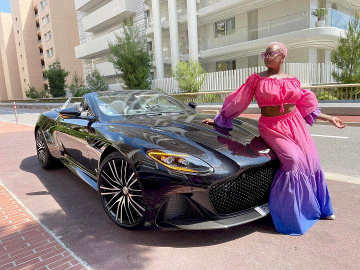 'Monaco looks good on me' - DJ Cuppy says as she shows off her father's Aston Martin (video)