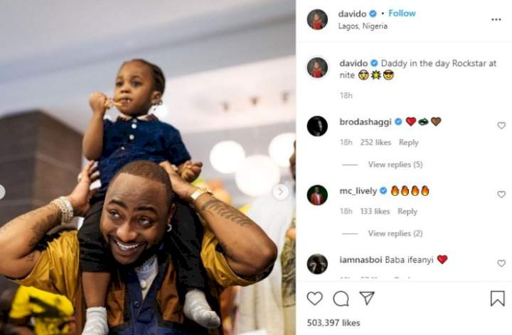 'Daddy in the day, Rockstar at night' - Davido says as he shares photos from Ifeanyi's 2nd birthday party