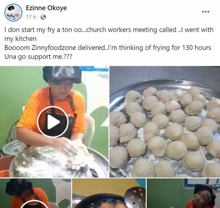 'Una go support me?' - Nigerian lady asks as she begins 130 hour 'fry-a-thon'