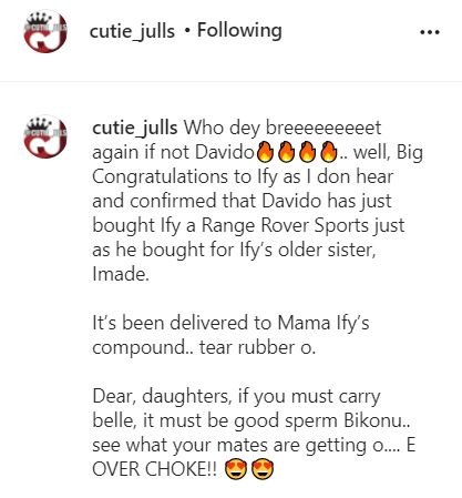 Davido allegedly gifts son, Ifeanyi new Range Rover SUV days after buying same for daughter