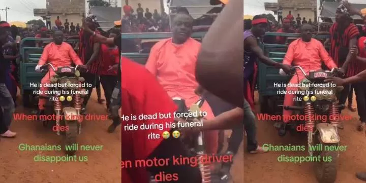 Dead man forced to ride a motorcycle during his burial in Ghana (Video)