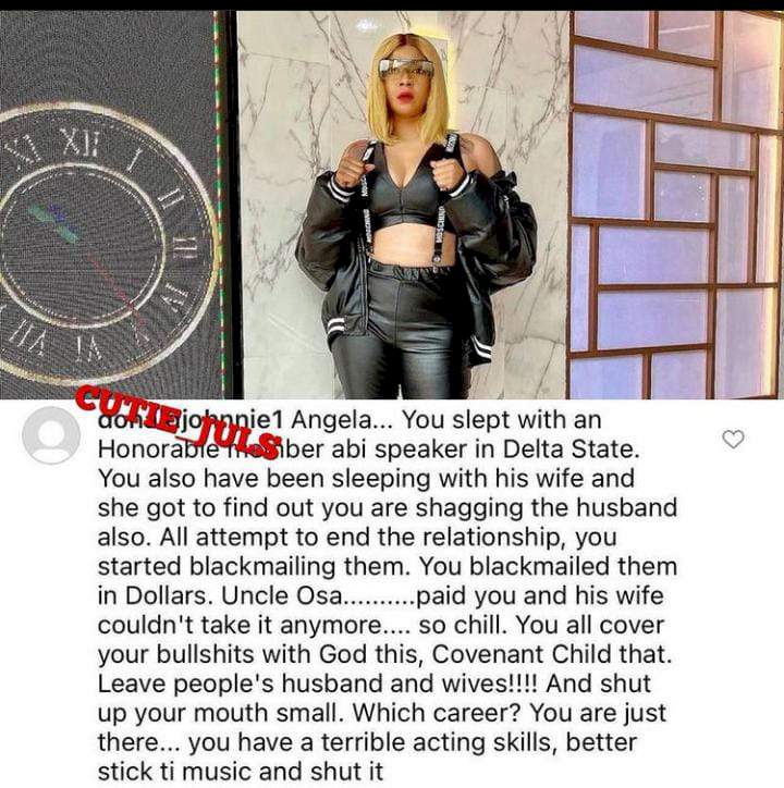 Actress Angela Okorie called out for having an affair with both husband and wife