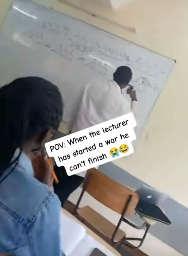 "Chemistry is not easy" - Students laugh at lecturer who is unable to finish solving science question