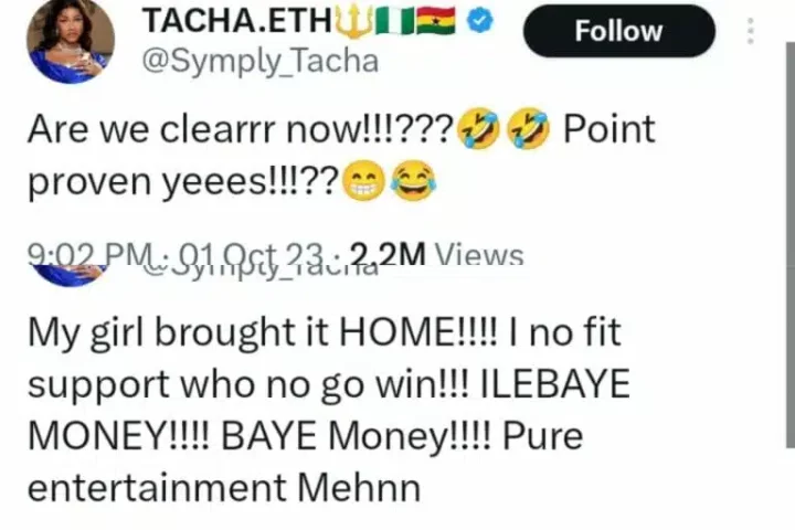 'Points proven' - Tacha mocks Mercy Eke as Ilebaye emerges winner