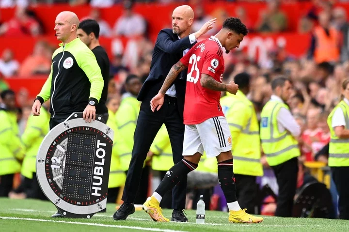 Jadon Sancho has been banished from the first team by Manchester United boss Erik Ten Hag