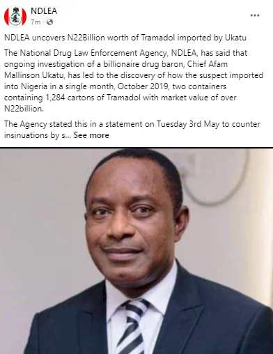 Abba Kyari: NDLEA uncovers N22Billion worth of Tramadol allegedly imported by alleged drug baron, Afam Ukatu