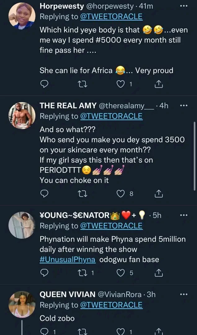 BBNaija: Beauty stirs reactions as she declares N1.2M as monthly skincare cost