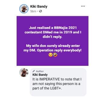 Cameroonian Lesbian, Kiki Bandy claims a female BBNAIJA 2021 housemate was in her DM