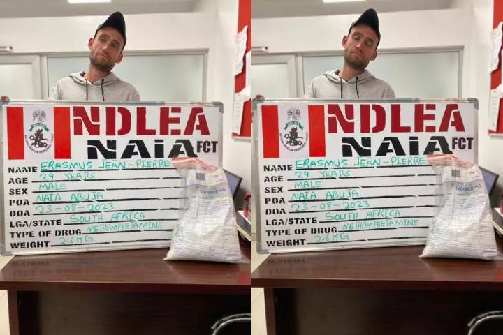 South African man arrested with Methamphetamine consignment at Abuja airport (Video) South African man arrested with Methamphetamine consignment at Abuja airport (Video)