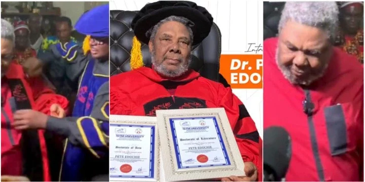 Pete Edochie honored with double doctorate degree (Video)