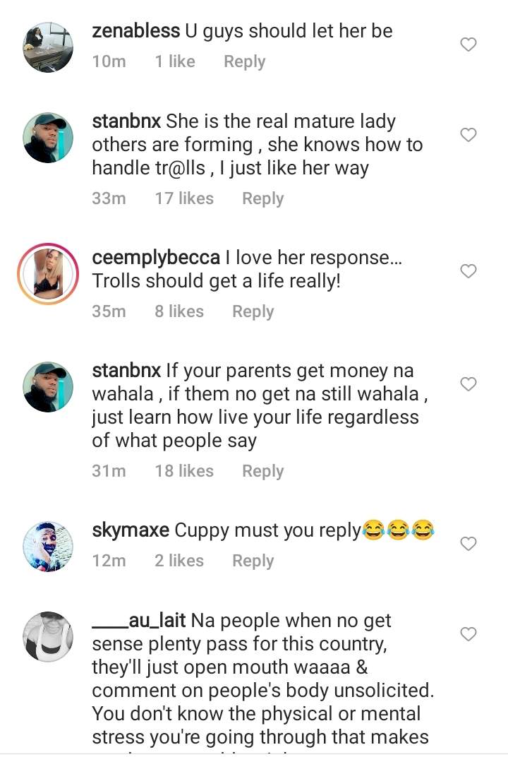 'She knows how to handle trolls' - Reactions as Cuppy replies fan who said she's getting fatter everyday