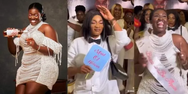 "Is that not May Edochie?" - Video of woman at comedienne Real Warri Pikin's bridal shower sparks reactions (watch)