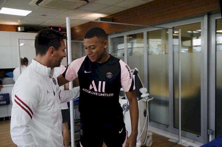 Kylian Mbappe Welcomes Messi to PSG (Photos)