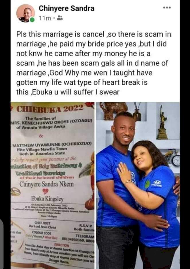 Nigerian lady reveals why she ended relationship with fiance, few days to wedding day