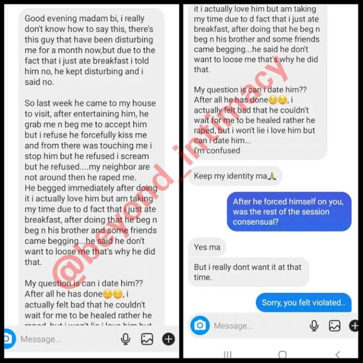 'I won't lie, I love him' - Lady seeks advise on man who forcefully slept with her despite in talking stage