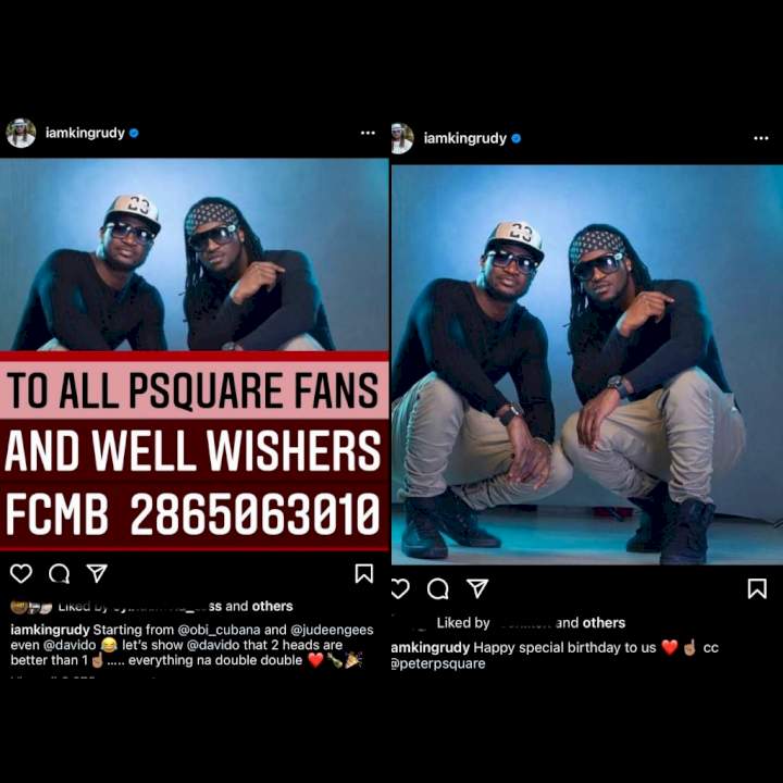 Let's show Davido two heads better than one - Paul tells Psquare fans