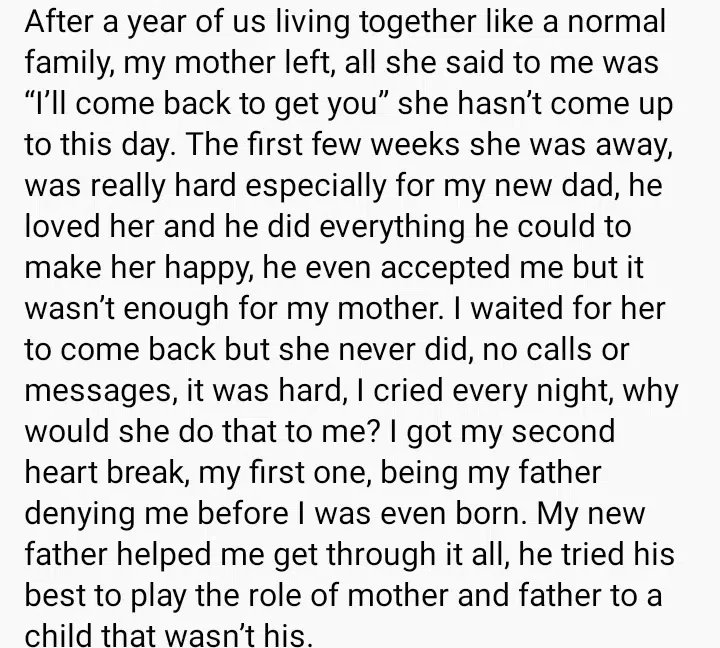 Lady recounts how her mother abandoned and left her with her ex-boyfriend