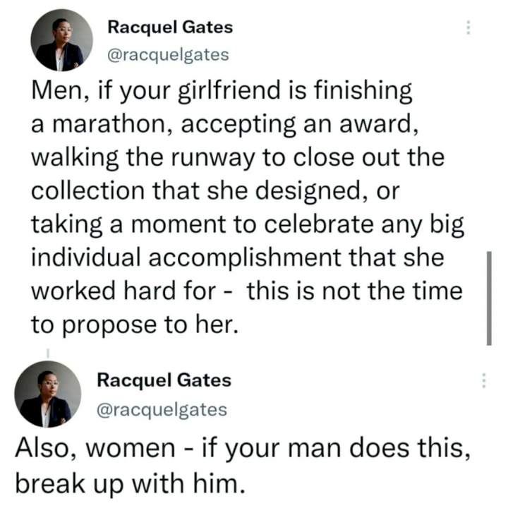 'Break up with your man if he proposes to you the moment you are being celebrated for a personal accomplishment' - Professor tells women