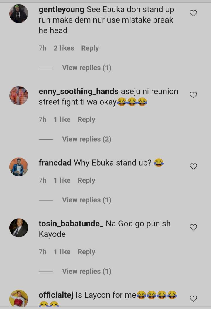 BBNaija Reunion: 'Where were Laycon and Ebuka running to?' - Nigerians react to this scene from Lucy and Kaisha's fight (Photo)