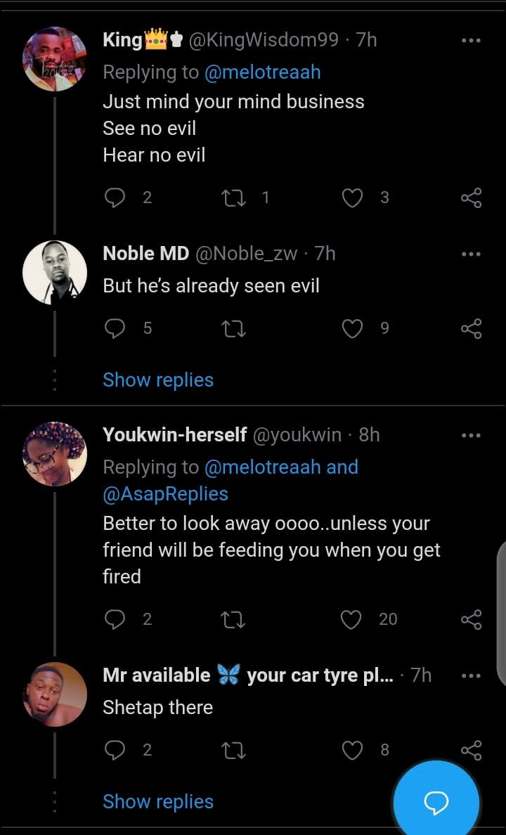 Reactions as a Twitter user seek advice after he caught his friend’s wife cheating with his boss