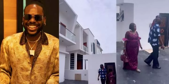 Singer, Adekunle Gold gives mother a grand tour of mansion he gifted her on 60th birthday (Video)