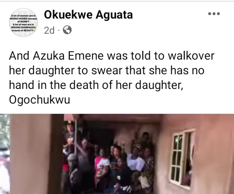 Woman forced to walk over her daughter's corpse to prove her innocence in the girl's dɘath in Anambra (video)