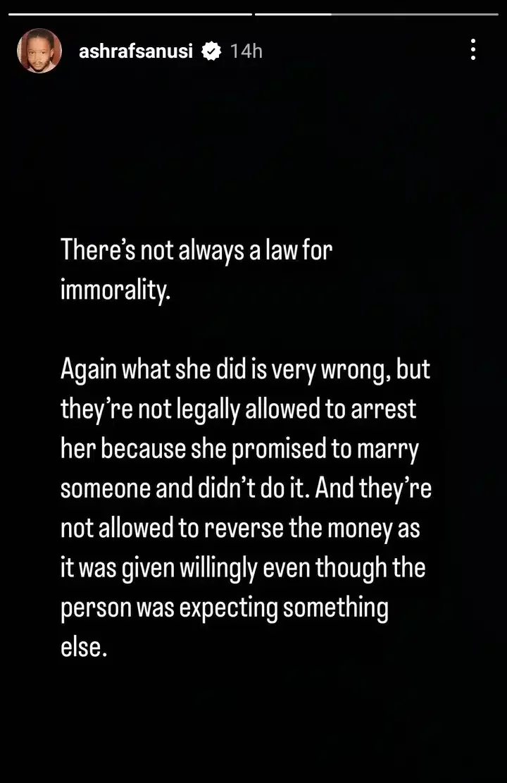 'What she did is bad but not illegal' - Sanusi's son, Ashraf says after lady was arrested for defrauding German man of $220,000 after promising marriage