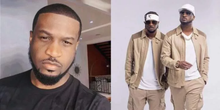 Peter Okoye reacts after a fan expressed outrage that PSquare doesn't own a record label like Don Jazzy and co.