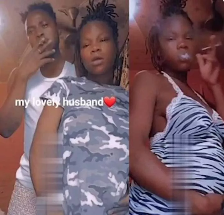 Heavily pregnant woman smoking weed with her man goes viral (Video)