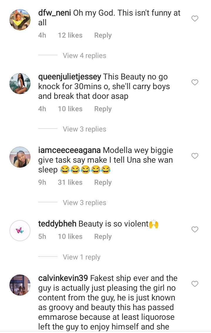 Netizens knock Beauty for pulling down Phyna's trousers in a bid to protect Groovy from her (Video)