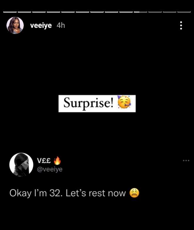 Vee forced to reveal real age after getting dragged for being older than 25