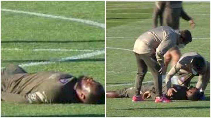 Dembele collapses during Atletico Madrid training