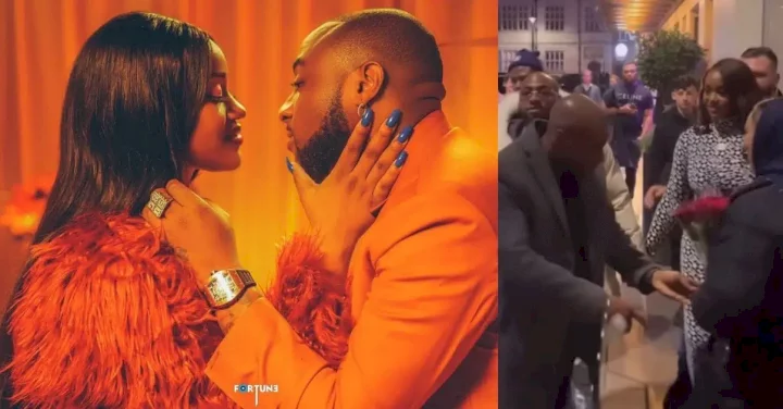 Davido spotted rejecting bouquet of flowers from fan in London