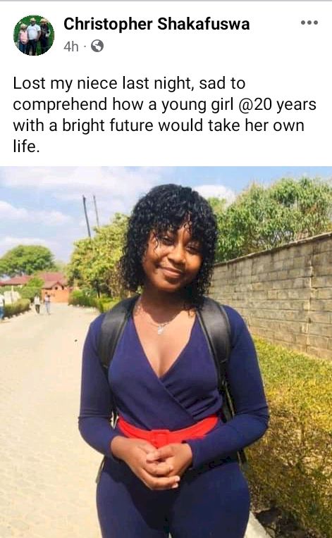 'Sad to comprehend how a young girl with a bright future would take her own life