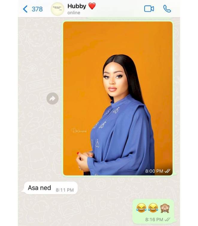 Regina Daniels exposes chat with husband, Ned Nwoko