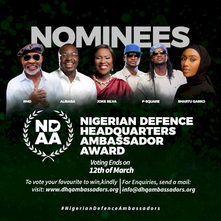 Joke Silva, Ali Baba, RMD, others Nominated for the 2022 Nigerian Defense Headquarters Ambassador Award