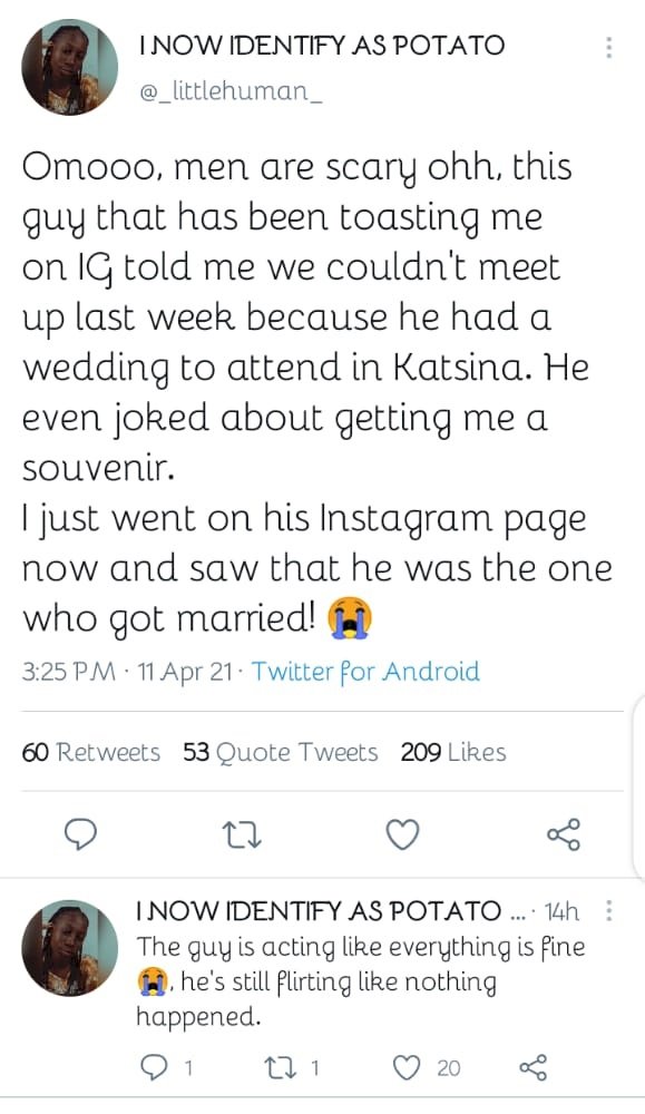 Lady reveals how a soon-to-be-married man was toasting her on Instagram
