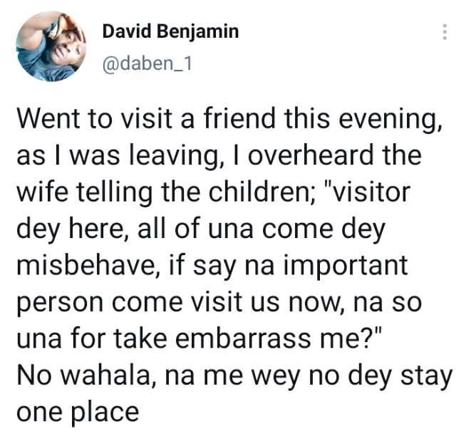 No wahala, na me cause am - Man laments as he reveals what he overheard a mother telling her little children while he was leaving their house