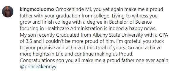 My tout father is better than yours - MC Oluomo's son celebrates father as siblings graduate in US