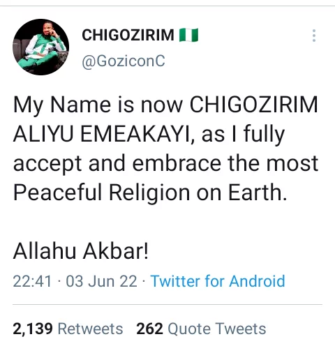 'I fully accept and embrace the most peaceful religion on earth' - President Buhari's supporter writes as he converts to Islam