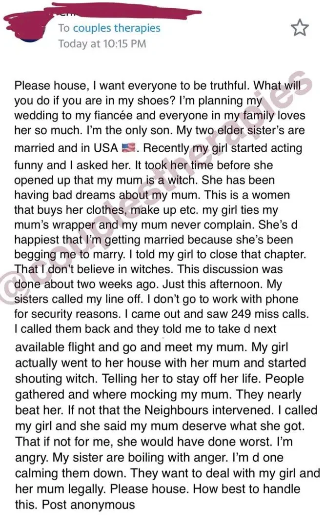 Man seeks advice on best way to approach fiancee and mother-in-law who publicly called out his mom for being a witch