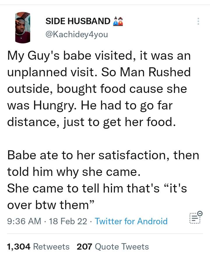 Man gets served breakfast after his girlfriend ate to her satisfaction