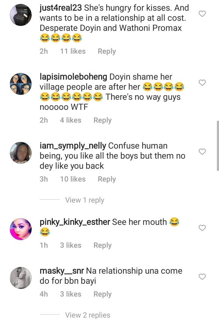 'She wants to be in a relationship at all cost' - Reactions as Doyin opens up on her feelings for Deji (Video)