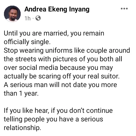 'A serious man will not date you for more than 1 year before marrying you' - Governor Ayade's aide tells ladies