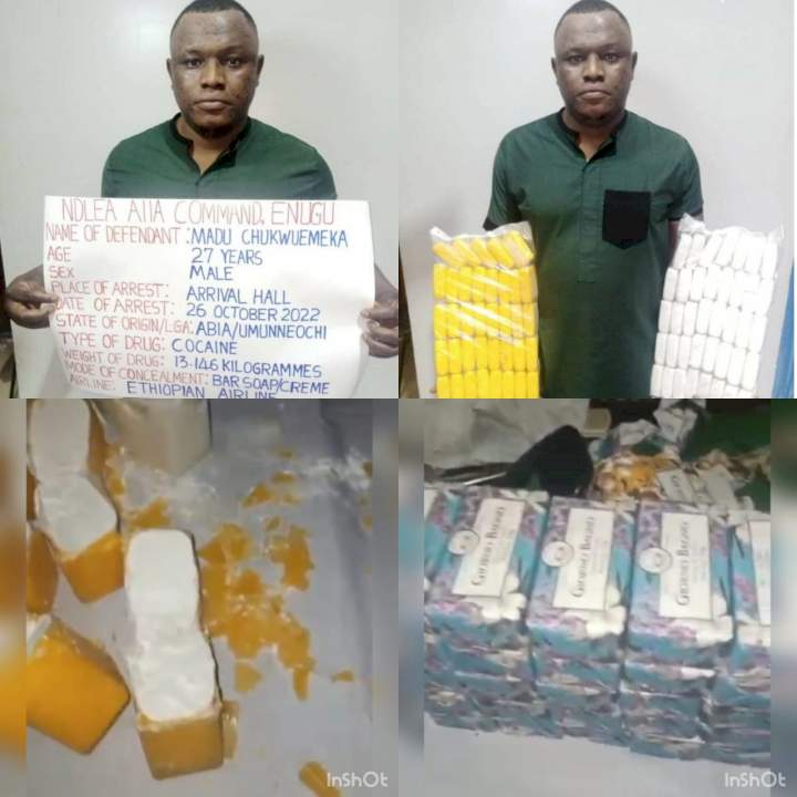 Cocaine packaged as tablets of bathing soap intercepted at Enugu airport (photos/video)