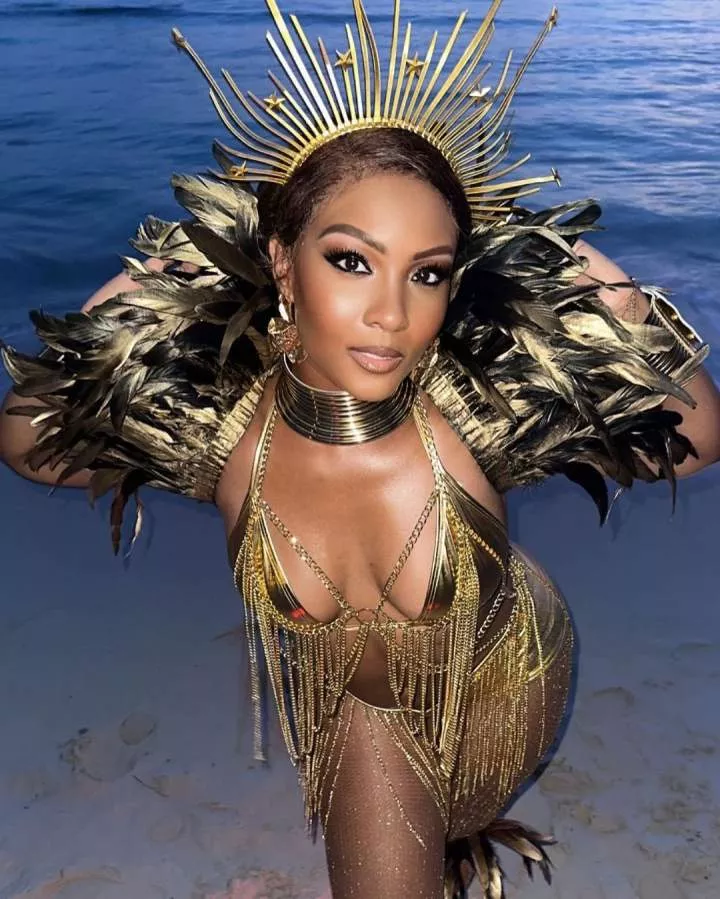 Actress Osas Ighodaro is having so much fun at the #CropOver2023 carnival in Barbados... See video