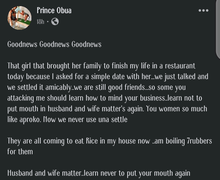 Man narrates what he did after his date invited three of her friends over