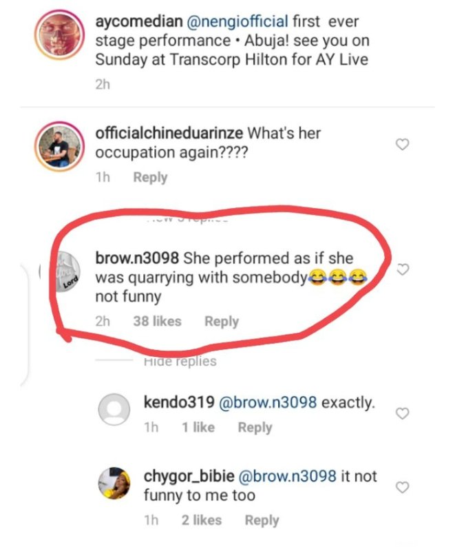 'She performed as if she was quarrelling with somebody' - Nigerians drag Nengi over video with Comedian Ay