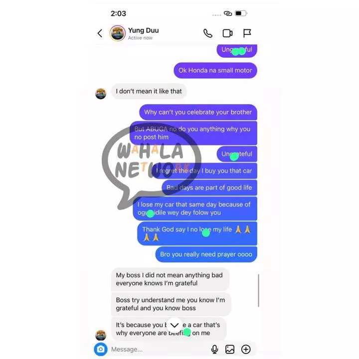 'Return my car, bad luck dey follow you' - Portable leaks chat with signee who failed to make profit to his record label