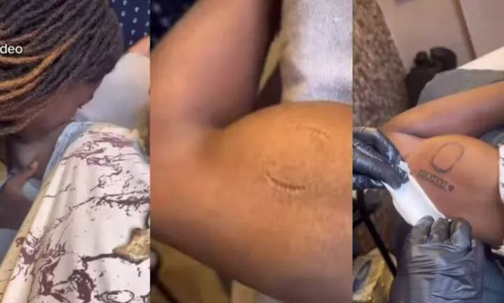 Man tattoos his girlfriend's bite mark as a sign of love (Video)